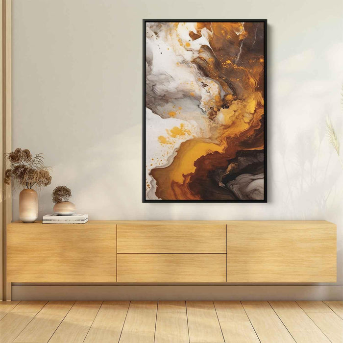 Chocolate and Amber Abstract Swirls Print - Canvas Art Print by Kanvah