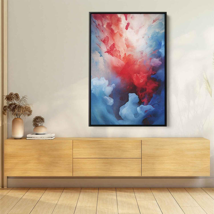 Crimson and Azure Abstract Swirls Print - Canvas Art Print by Kanvah