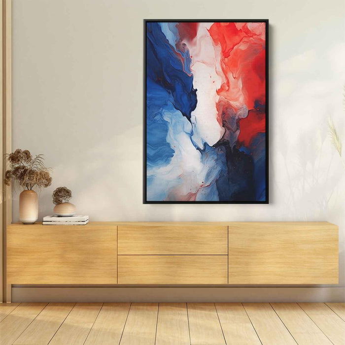 Crimson and Azure Abstract Swirls Print - Canvas Art Print by Kanvah