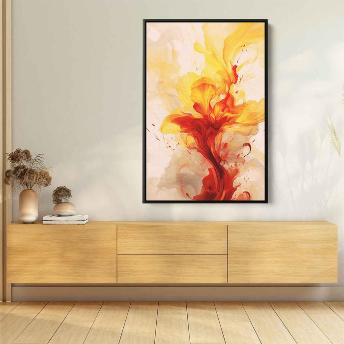 Fire Engine and Daffodil Abstract Swirls Print - Canvas Art Print by Kanvah