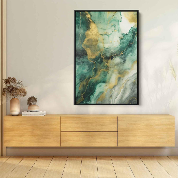 Green and Bronze Abstract Swirls Print - Canvas Art Print by Kanvah