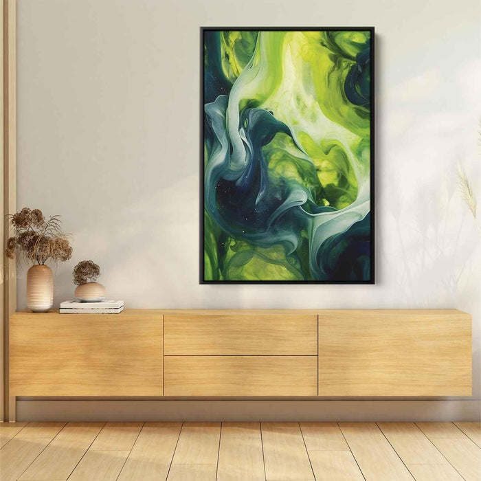 Lime and Sapphire Abstract Swirls Print - Canvas Art Print by Kanvah