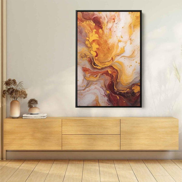 Maroon and Gold Abstract Swirls Print - Canvas Art Print by Kanvah