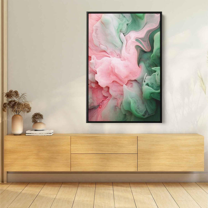 Pink and Emerald Abstract Swirls Print - Canvas Art Print by Kanvah