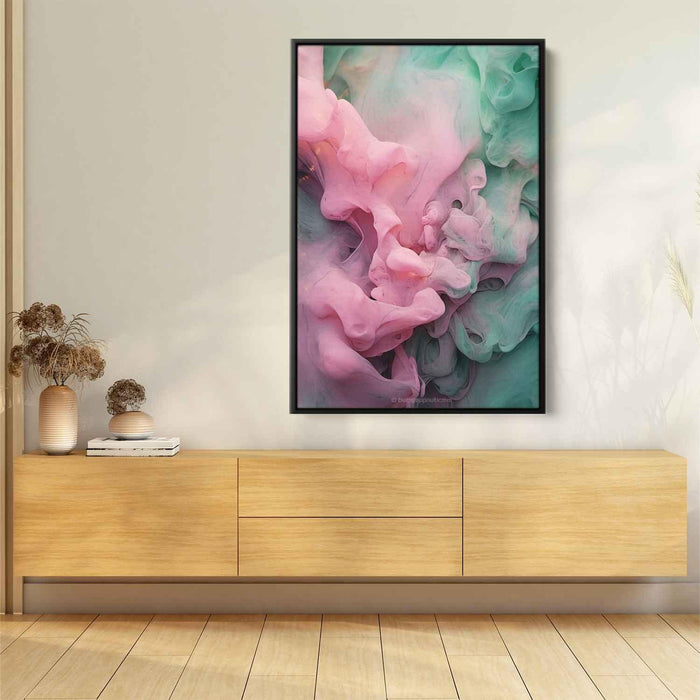 Pink and Emerald Abstract Swirls Print - Canvas Art Print by Kanvah