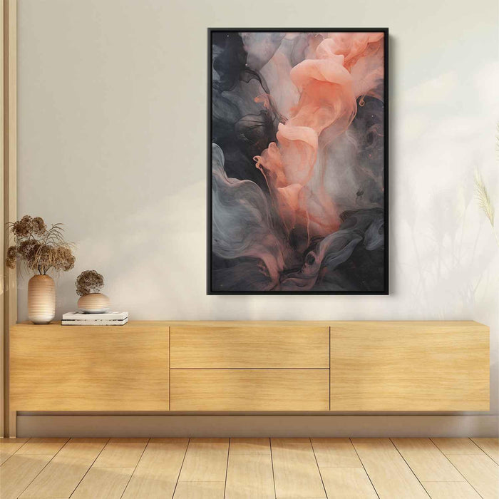 Salmon and Onyx Abstract Swirls Print - Canvas Art Print by Kanvah