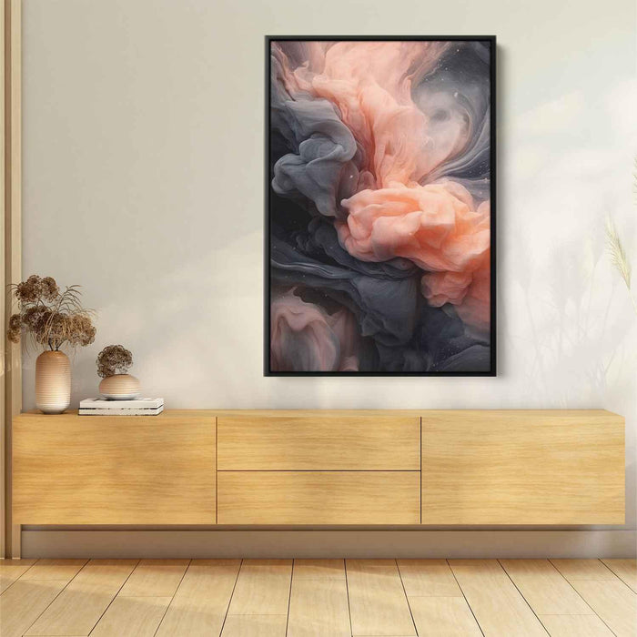 Salmon and Onyx Abstract Swirls Print - Canvas Art Print by Kanvah