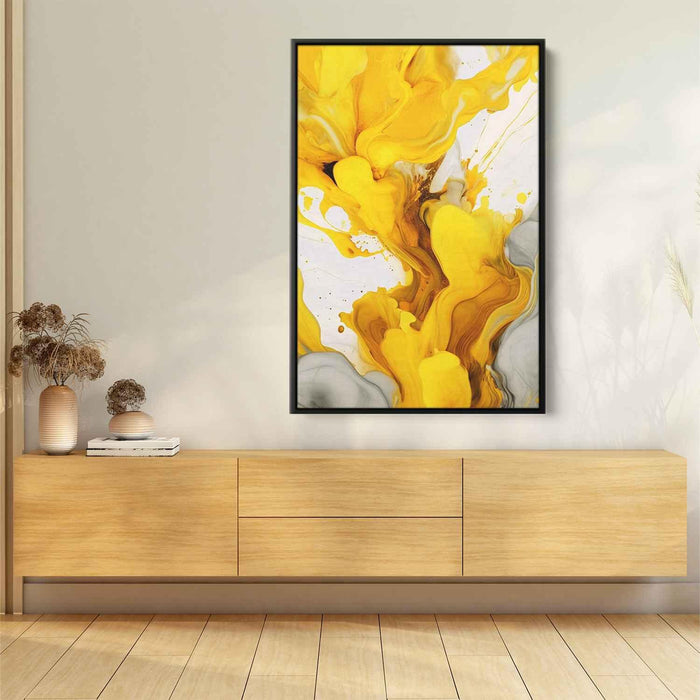 Yellow and White Abstract Swirls Print - Canvas Art Print by Kanvah