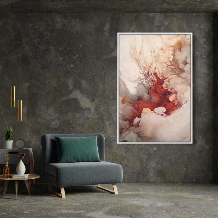 Beige and Ruby Abstract Swirls Print - Canvas Art Print by Kanvah