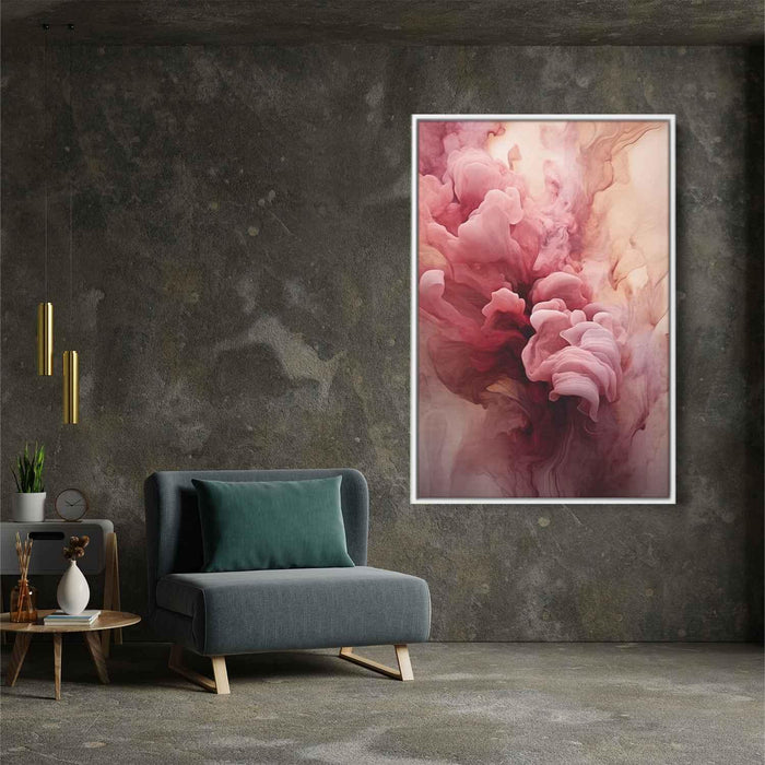 Beige and Ruby Abstract Swirls Print - Canvas Art Print by Kanvah