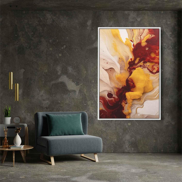 Cherry and Mustard Abstract Swirls Print - Canvas Art Print by Kanvah