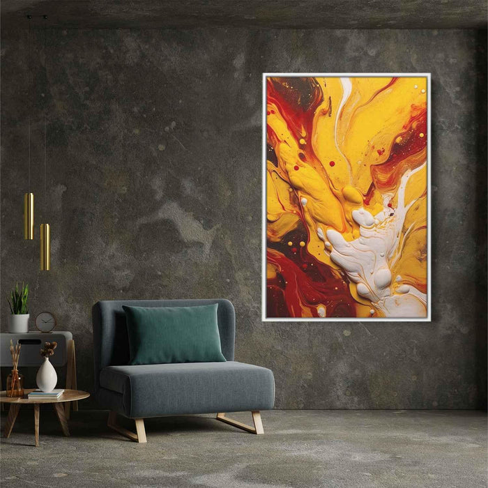 Cherry and Mustard Abstract Swirls Print - Canvas Art Print by Kanvah