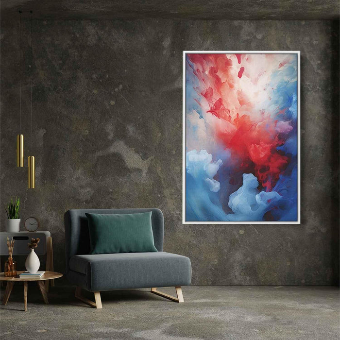 Crimson and Azure Abstract Swirls Print - Canvas Art Print by Kanvah