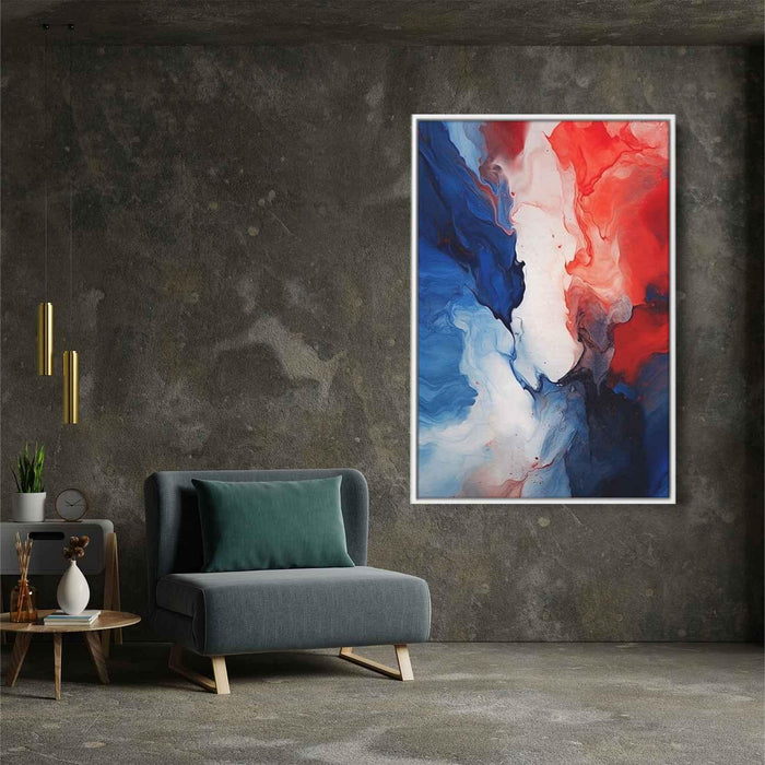 Crimson and Azure Abstract Swirls Print - Canvas Art Print by Kanvah