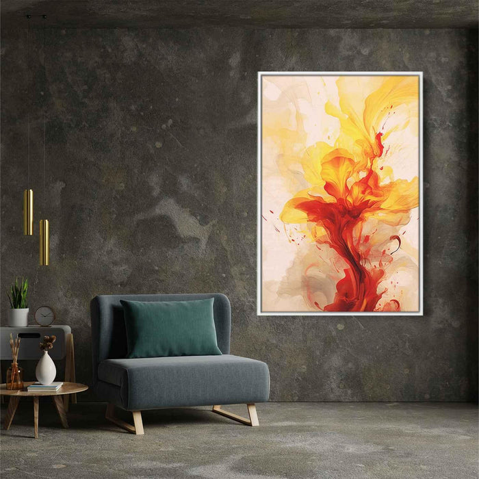 Fire Engine and Daffodil Abstract Swirls Print - Canvas Art Print by Kanvah