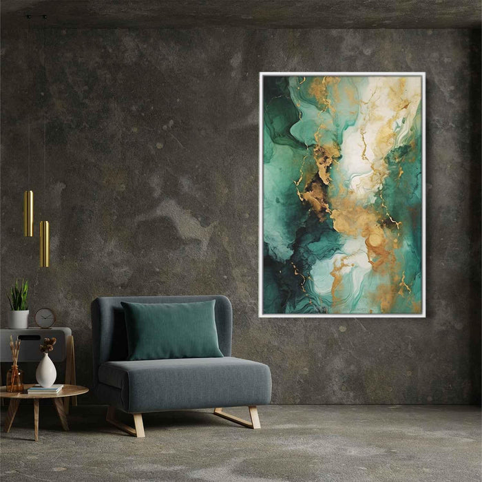 Green and Bronze Abstract Swirls Print - Canvas Art Print by Kanvah