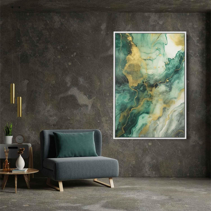 Green and Bronze Abstract Swirls Print - Canvas Art Print by Kanvah