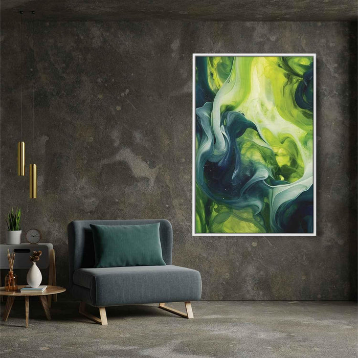 Lime and Sapphire Abstract Swirls Print - Canvas Art Print by Kanvah