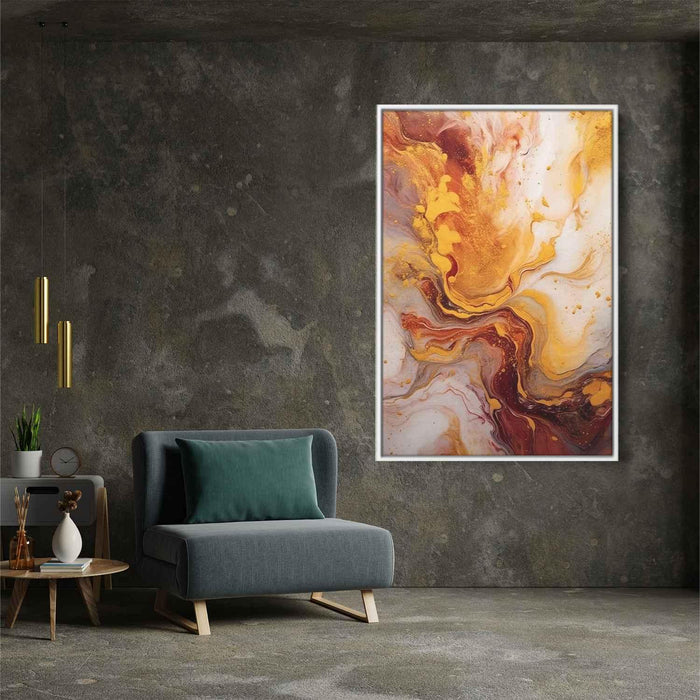 Maroon and Gold Abstract Swirls Print - Canvas Art Print by Kanvah