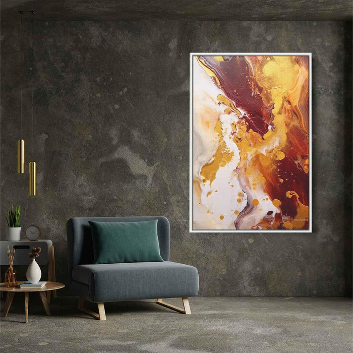 Maroon and Gold Abstract Swirls Print - Canvas Art Print by Kanvah