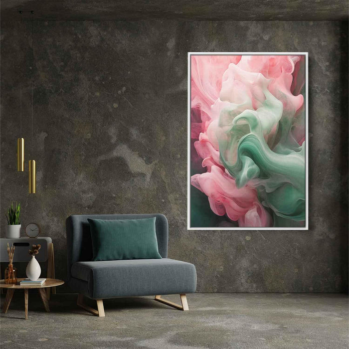 Pink and Emerald Abstract Swirls Print - Canvas Art Print by Kanvah