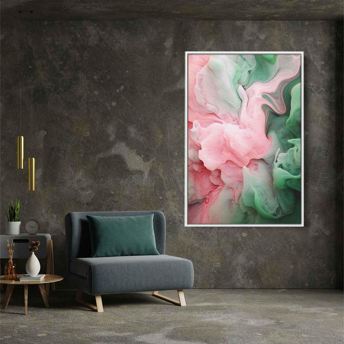 Pink and Emerald Abstract Swirls Print - Canvas Art Print by Kanvah