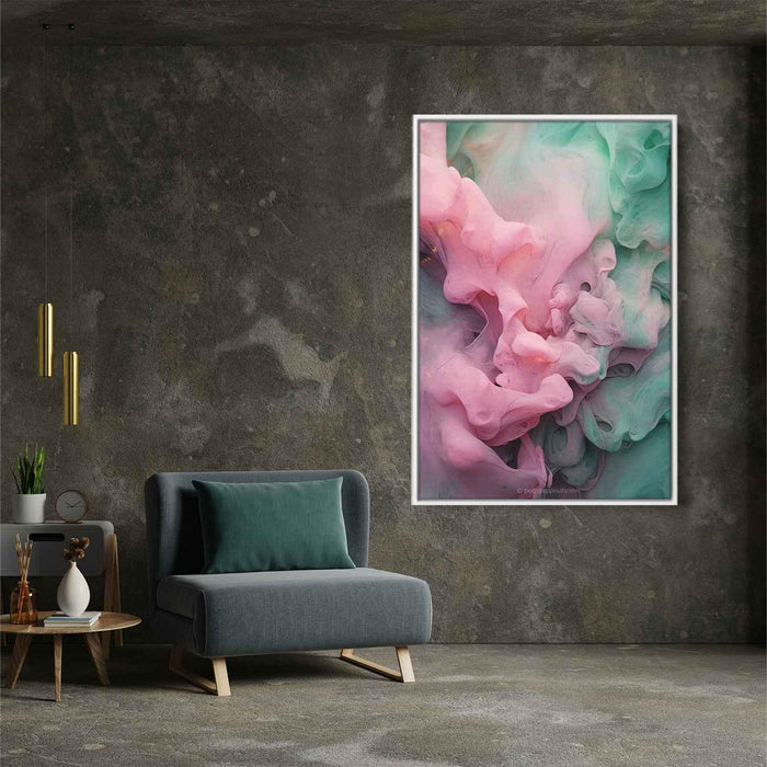 Pink and Emerald Abstract Swirls Print - Canvas Art Print by Kanvah