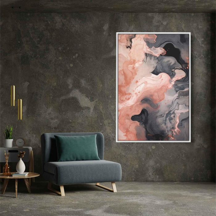 Salmon and Onyx Abstract Swirls Print - Canvas Art Print by Kanvah