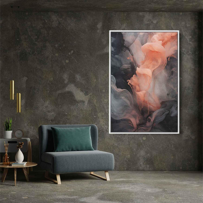 Salmon and Onyx Abstract Swirls Print - Canvas Art Print by Kanvah