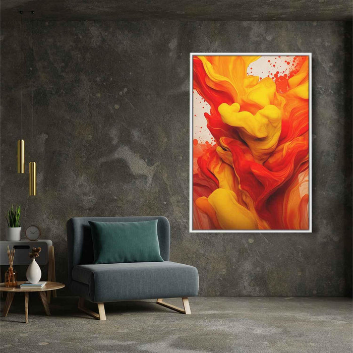 Scarlet and Maize Abstract Swirls Print - Canvas Art Print by Kanvah