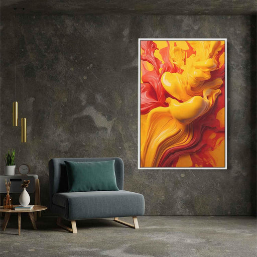 Scarlet and Maize Abstract Swirls Print - Canvas Art Print by Kanvah