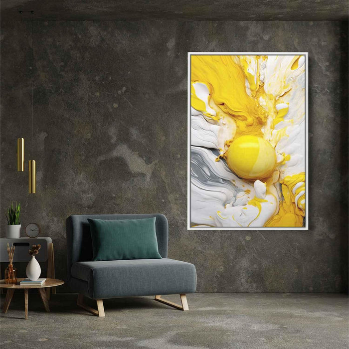 Yellow and White Abstract Swirls Print - Canvas Art Print by Kanvah