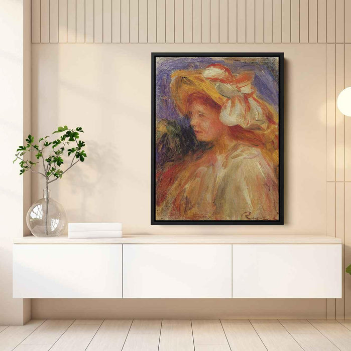 Profile of a Young Woman in a Hat by Pierre-Auguste Renoir - Canvas Artwork