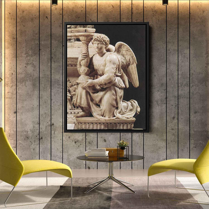 Angel with Candlestick (1495) by Michelangelo - Canvas Artwork