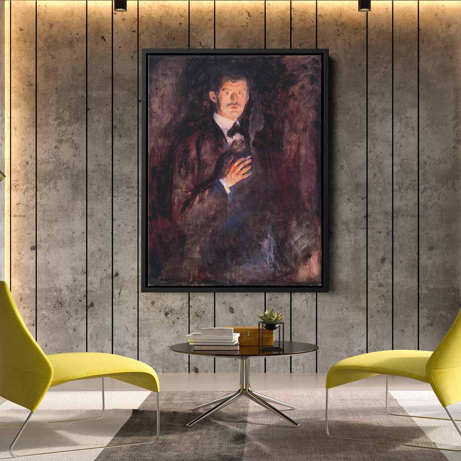 edvard munch self portrait with burning cigarette (1863-1944) Nnorweigan Painter And Printmaker Self- Oil On Canvas 1895 Poster Print by (18 x 24): Posters & Prints Edvard Munch / 'Selfportrait with