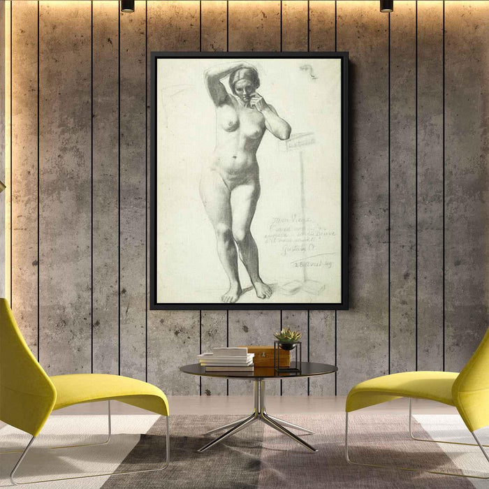 Standing Fermale Nude by Gustave Courbet - Canvas Artwork