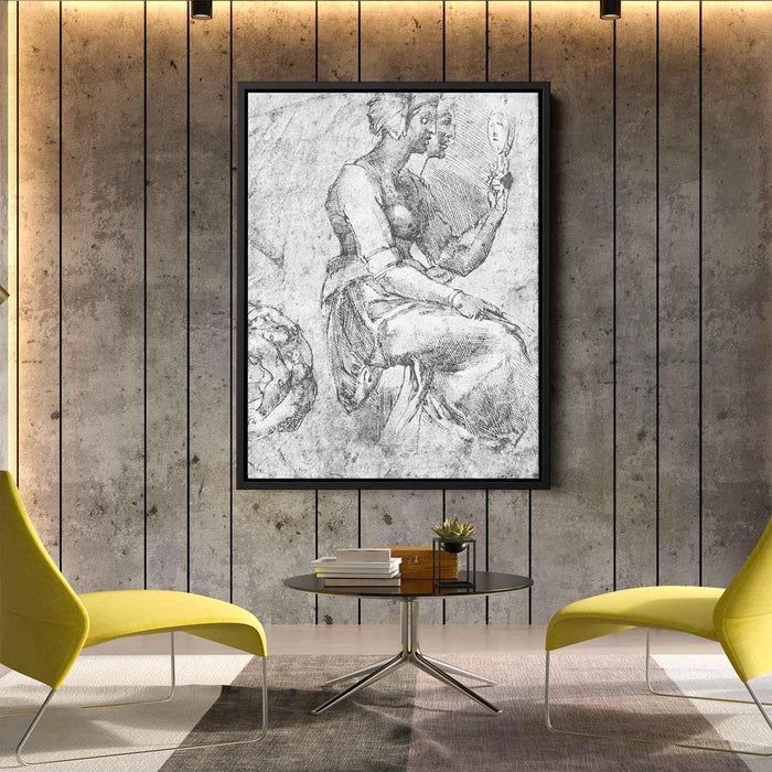 Study of a Seated Woman by Michelangelo - Canvas Artwork