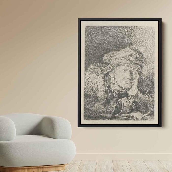 An Old Woman, Sleeping by Rembrandt - Canvas Artwork