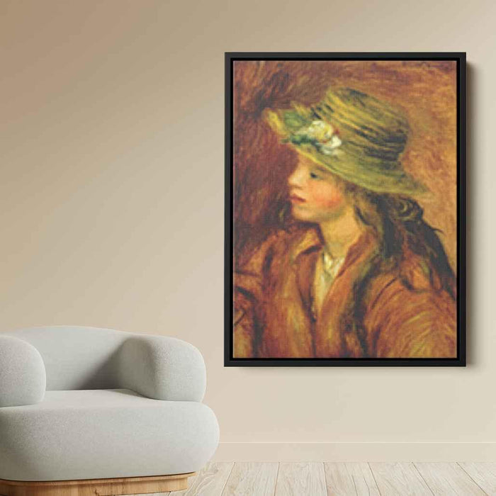 Girl with a straw hat (1908) by Pierre-Auguste Renoir - Canvas Artwork