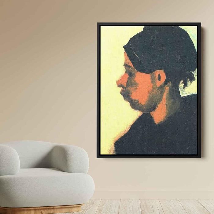 Head of a Peasant Woman with Dark Cap (1885) by Vincent van Gogh - Canvas Artwork