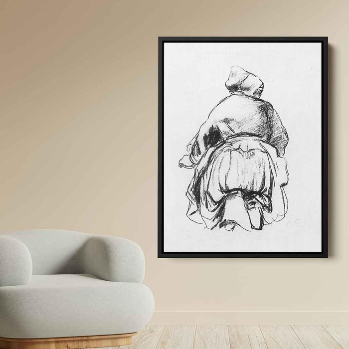 Kneeling woman by Camille Pissarro - Canvas Artwork