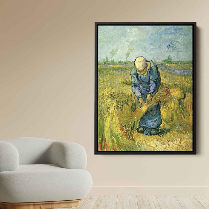 Peasant Woman Binding Sheaves after Millet (1889) by Vincent van Gogh - Canvas Artwork