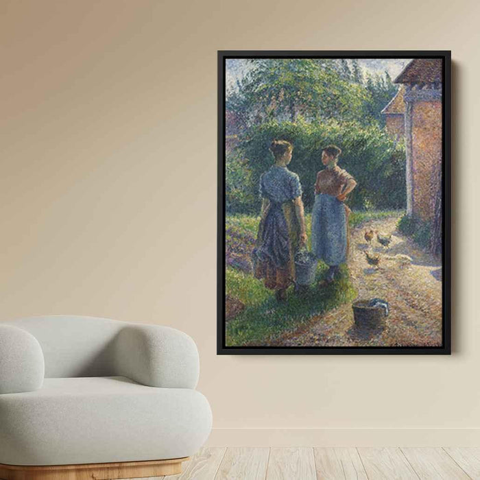 Peasants Chatting in the Farmyard, Eragny by Camille Pissarro - Canvas Artwork