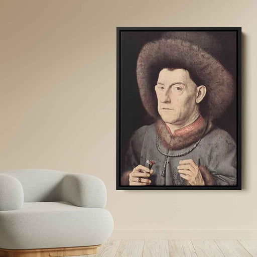 Portrait of a Man with Carnation (1435) by Jan van Eyck - Canvas Artwork