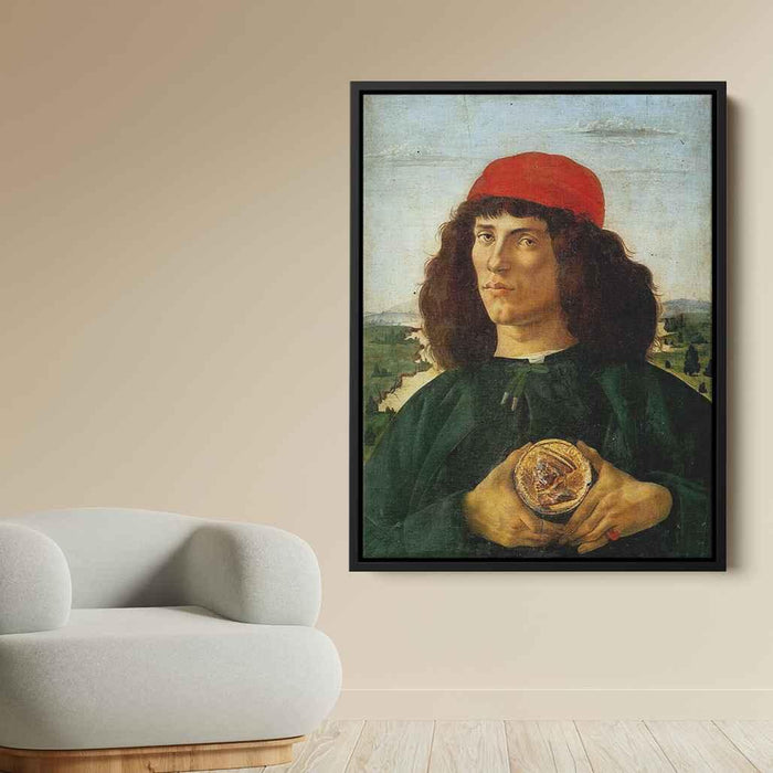 Portrait of a Man with the Medal of Cosimo (1474) by Sandro Botticelli - Canvas Artwork