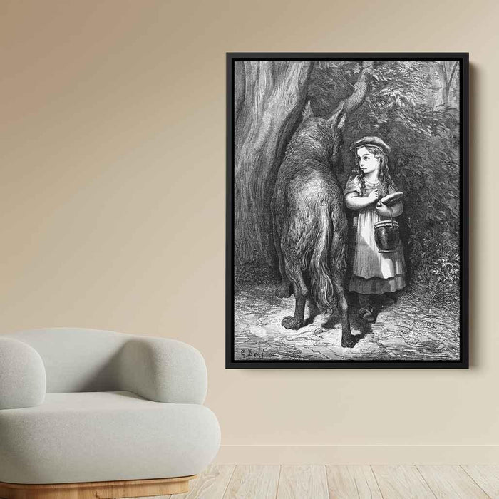 Red Riding Hood meets old Father Wolf by Gustave Dore - Canvas Artwork