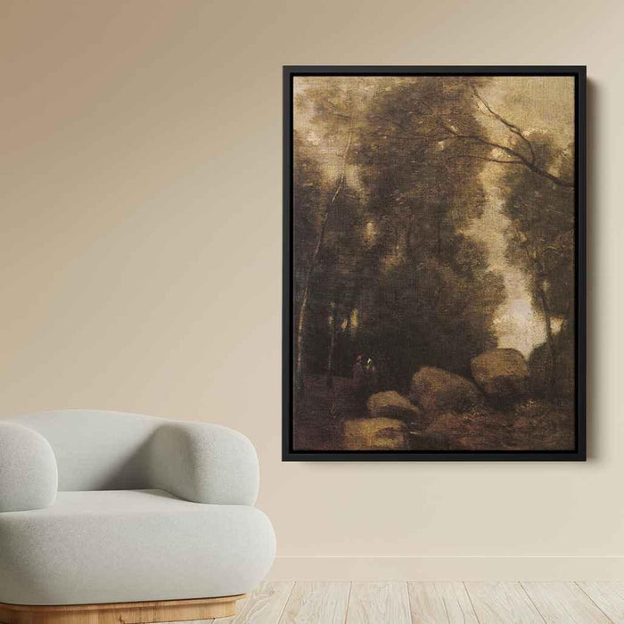 Rocks in a Glade by Camille Corot - Canvas Artwork