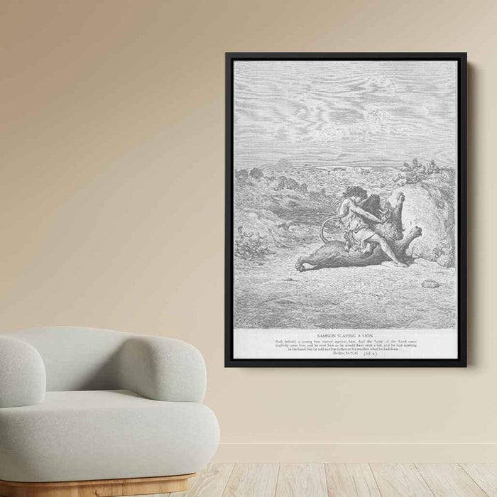 Samson Slays a Lion by Gustave Dore - Canvas Artwork