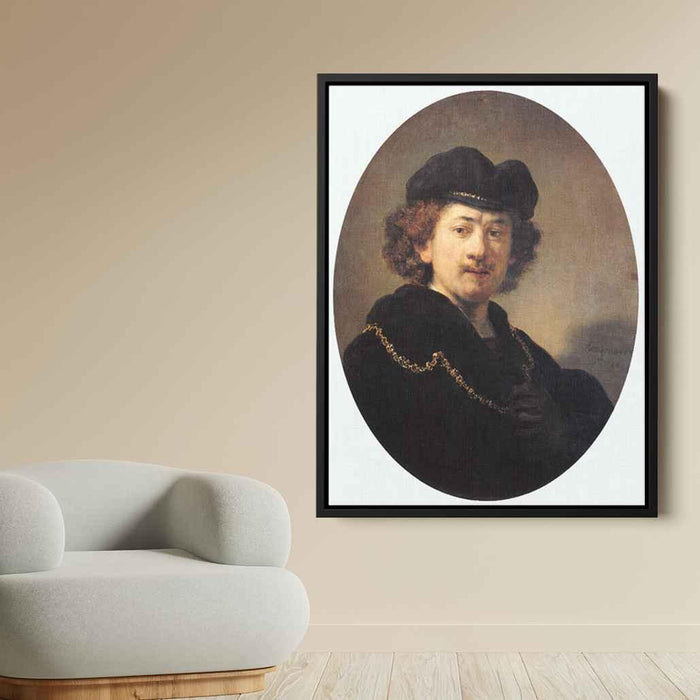 Self-portrait with Hat and Gold Chain (1633) by Rembrandt - Canvas Artwork
