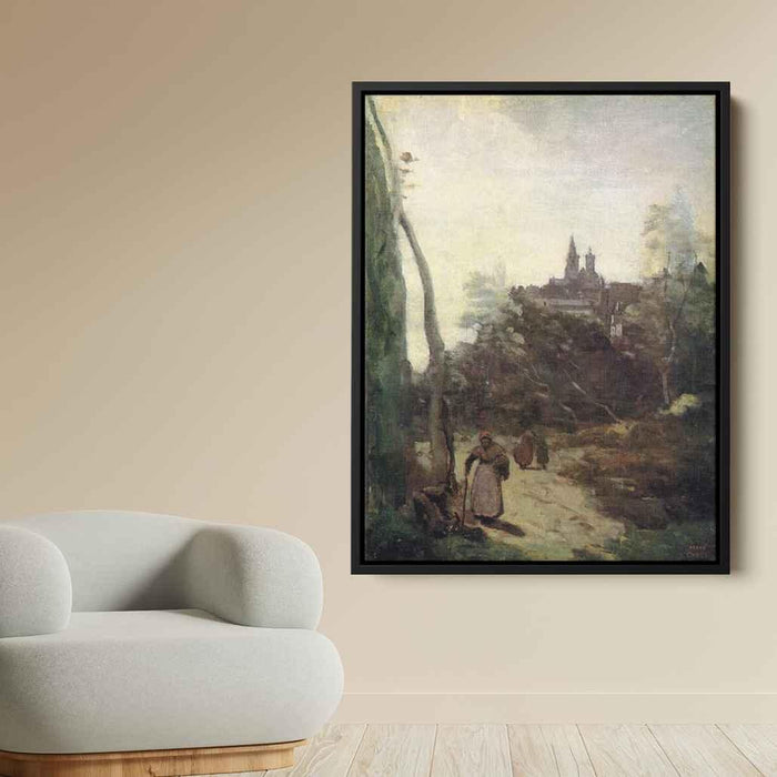 Semur, the Path from the Church by Camille Corot - Canvas Artwork
